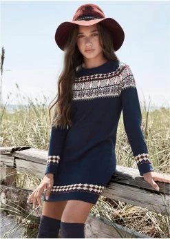 Robe En Maille à Motif Norvégien -Bpc Bonprix Collection 18212636 9BqHJRD0