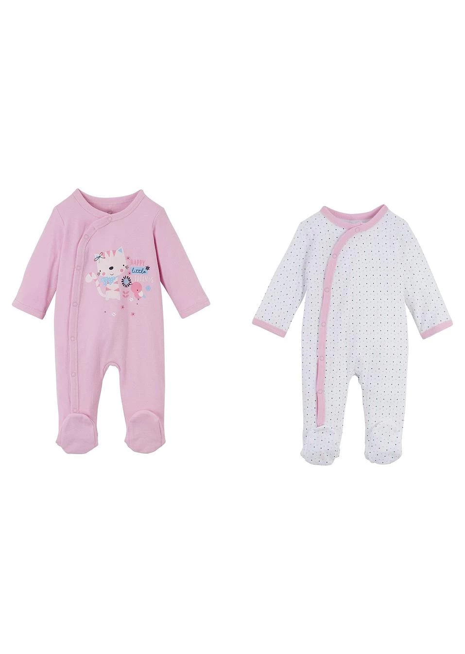 Lot De 2 Grenouillères Bébé Coton 4 Lot De 2 Grenouillères Bébé Coton – Image 2