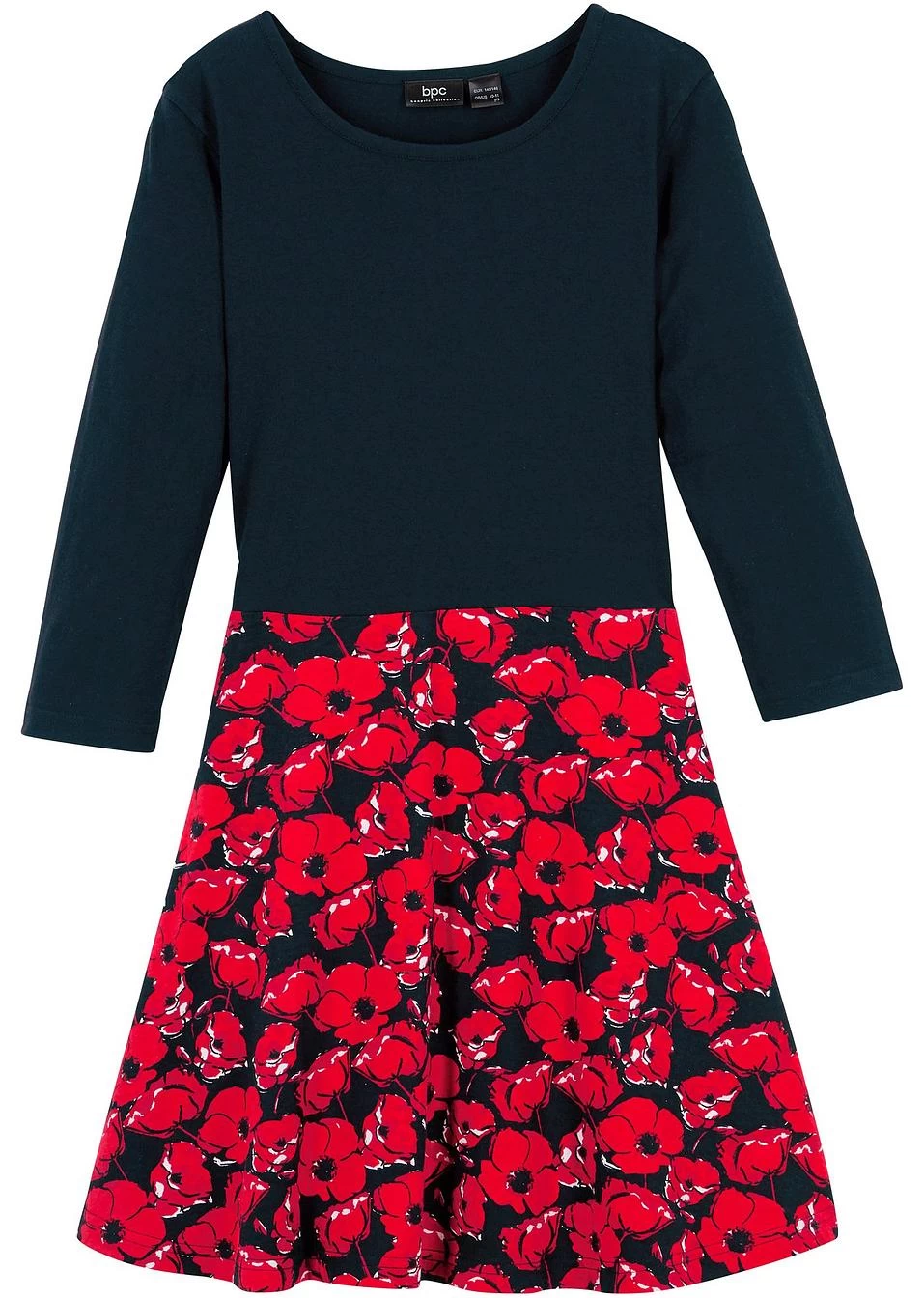 Robe Fille En Jersey Coton, Manches 3/4 3 Robe Fille En Jersey Coton, Manches 3/4