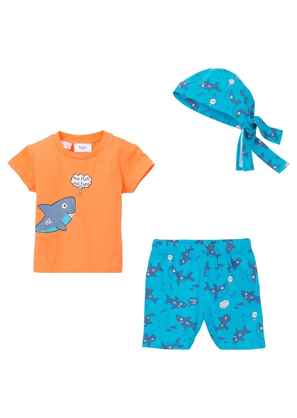 T-shirt, Bermuda, Bandana Pour Bébé (Ens. 3 Pces.) Coton 4 T-shirt, Bermuda, Bandana Pour Bébé (Ens. 3 Pces.) Coton – Image 2