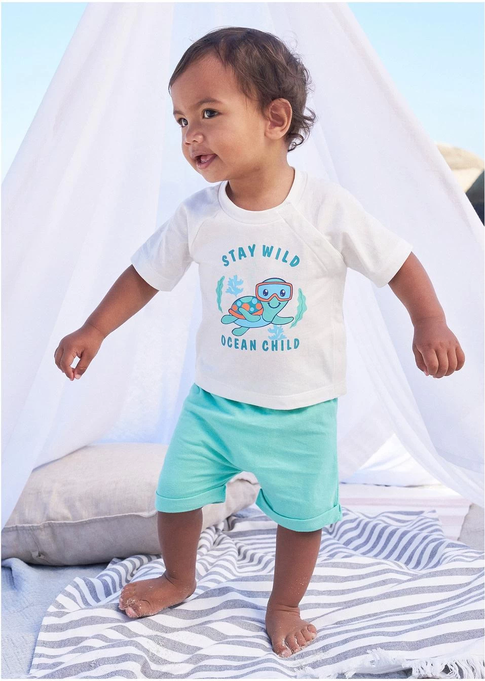 Lot De 2 T-shirts Bébé Avec Patte De Boutonnage En Coton 5 Lot De 2 T-shirts Bébé Avec Patte De Boutonnage En Coton – Image 4